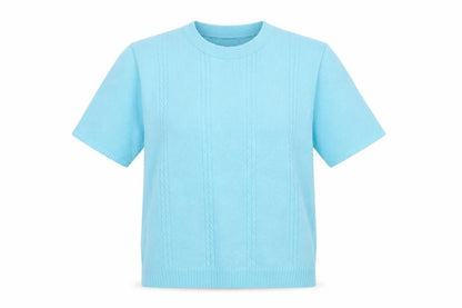 Womens UK Size M Pure & Natural Blue Basic T-Shirt