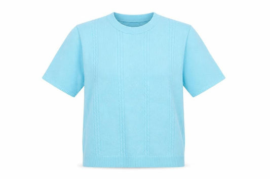Womens UK Size M Pure & Natural Blue Basic T-Shirt