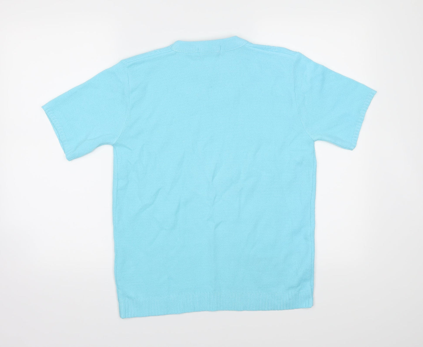 Womens UK Size M Pure & Natural Blue Basic T-Shirt