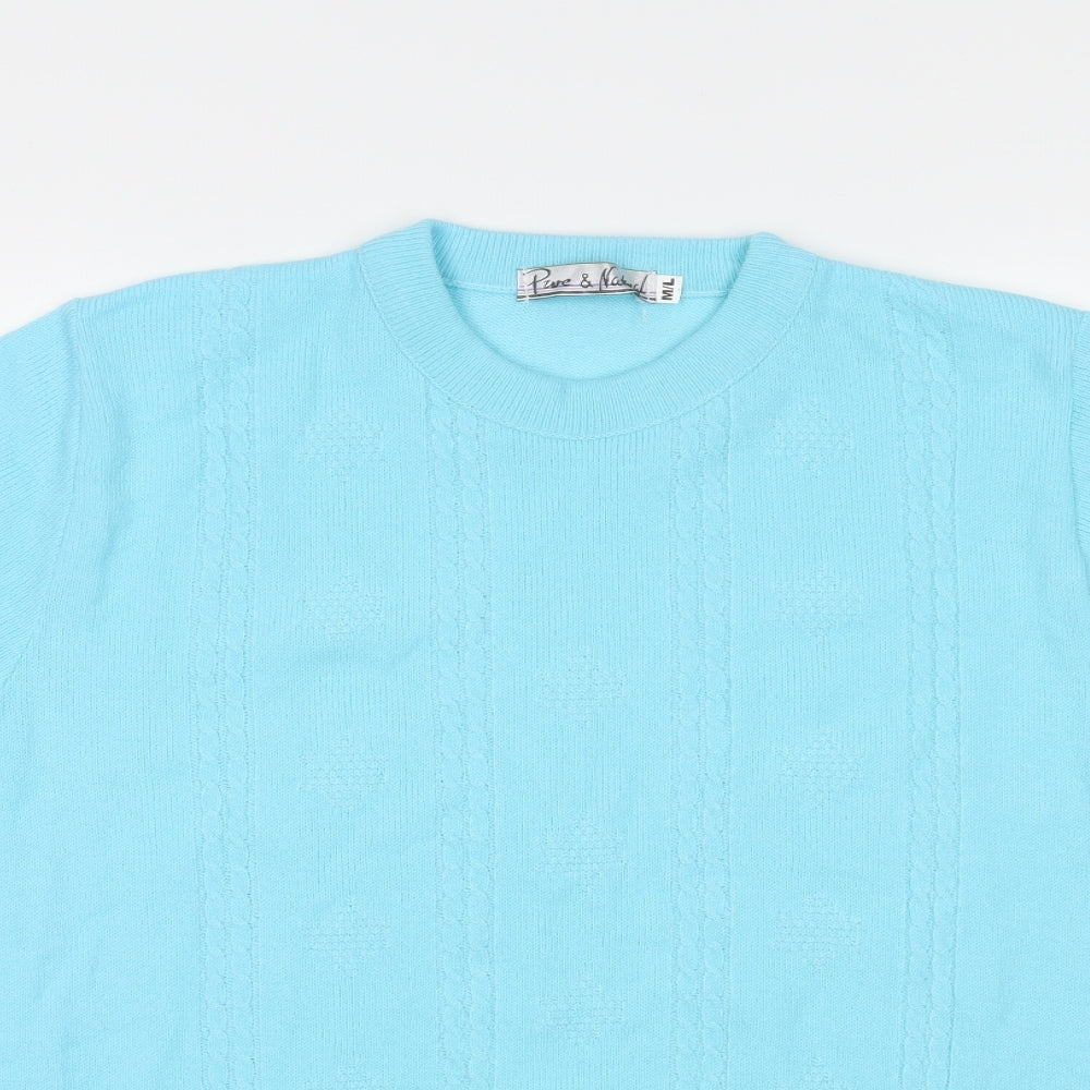 Womens UK Size M Pure & Natural Blue Basic T-Shirt