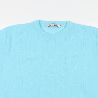 Womens UK Size M Pure & Natural Blue Basic T-Shirt