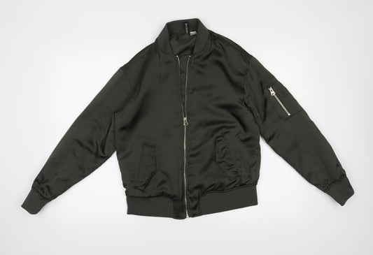 H&M Womens Green   Bomber Jacket Coat Size 6