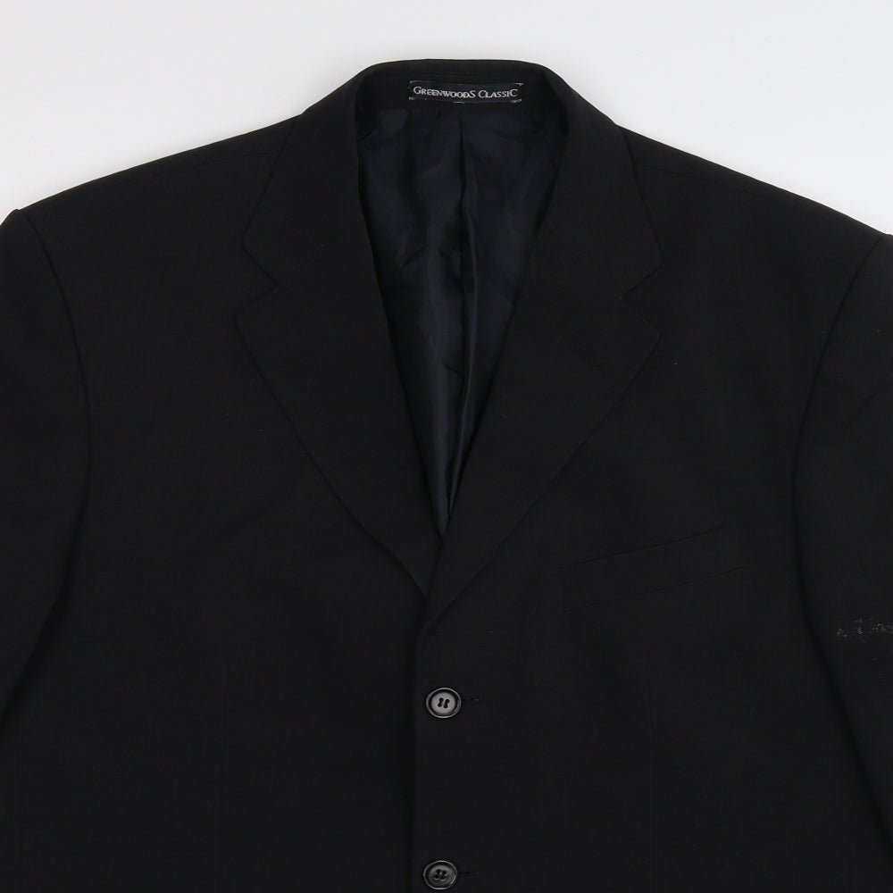 Mens UK Size 42 greenwoods Regular Black Suit Jacket