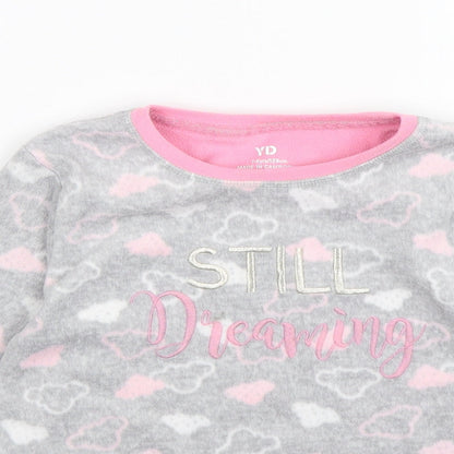 Young Dimension Girls Grey Geometric Fleece Top Pyjama Top Size 7-8 Years  - still dreaming