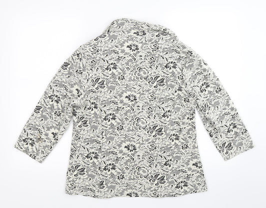 Papaya Womens Beige Floral Knit Jacket Blazer Size 16