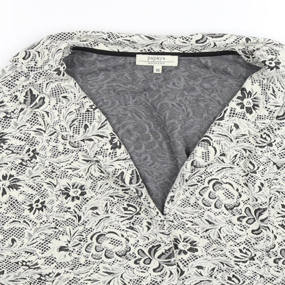 Papaya Womens Beige Floral Knit Jacket Blazer Size 16