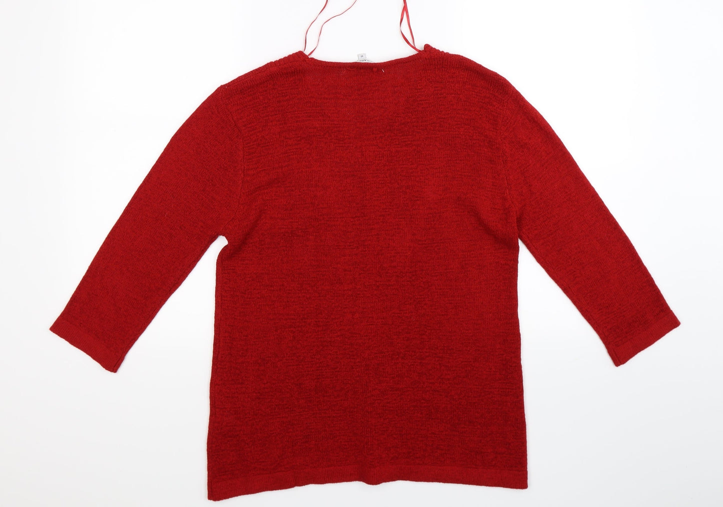 Annabelle Womens Red Floral Knit Pullover Jumper Size M