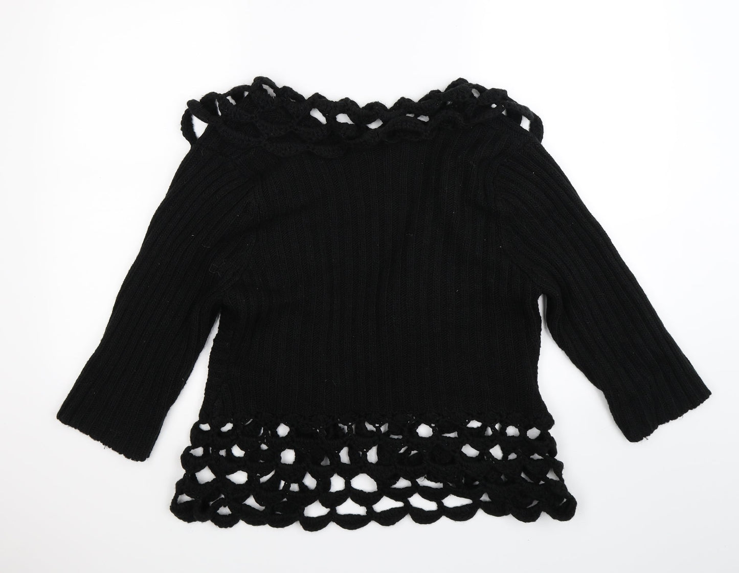 CASAMIA Womens Black Striped Knit Cardigan Jumper Size S
