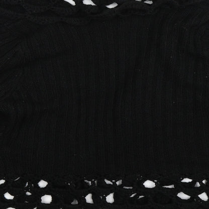 CASAMIA Womens Black Striped Knit Cardigan Jumper Size S