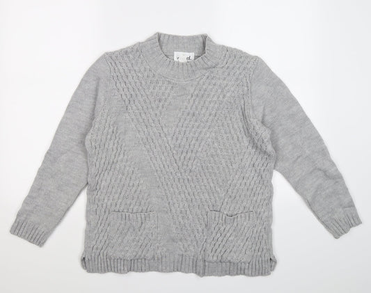 afibel Womens Grey  Knit Pullover Jumper Size 14