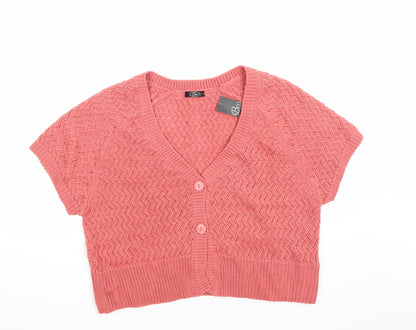 BM Womens Pink Geometric  Cardigan Jumper Size 14