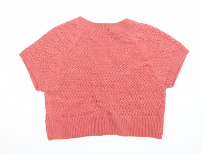 BM Womens Pink Geometric  Cardigan Jumper Size 14