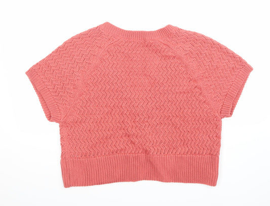 BM Womens Pink Geometric  Cardigan Jumper Size 14