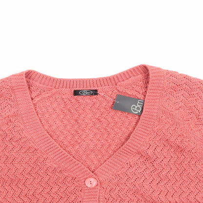 BM Womens Pink Geometric  Cardigan Jumper Size 14