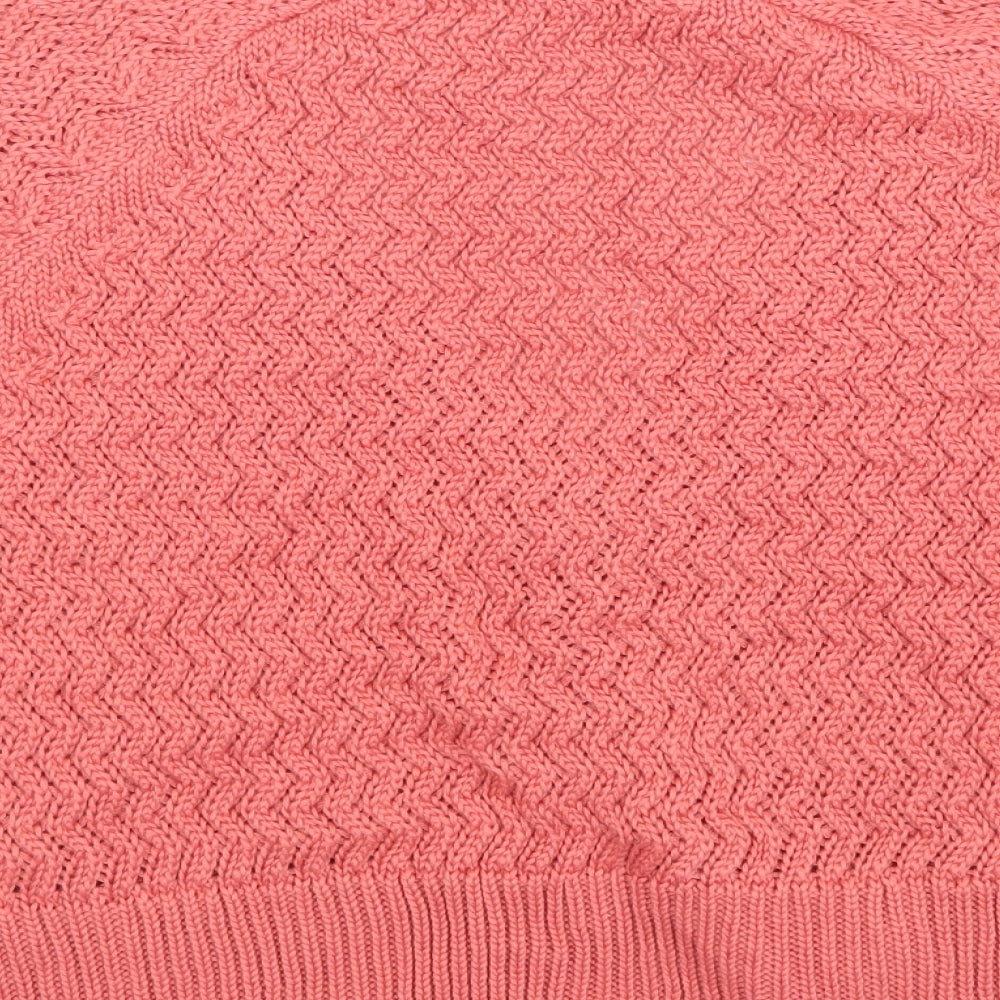 BM Womens Pink Geometric  Cardigan Jumper Size 14