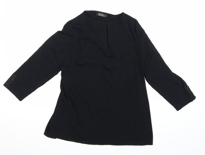Womens UK Size 4 Sky Black Jersey Blouse