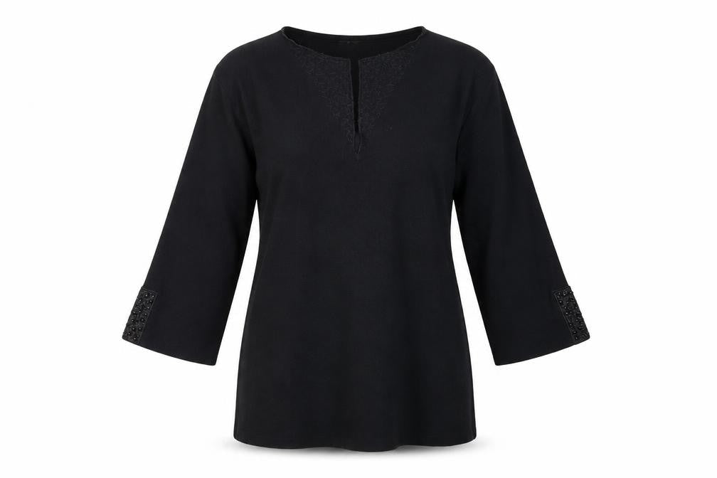Womens UK Size 4 Sky Black Jersey Blouse