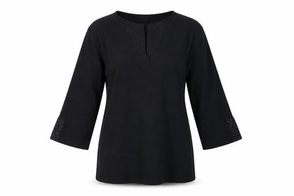 Womens UK Size 4 Sky Black Jersey Blouse