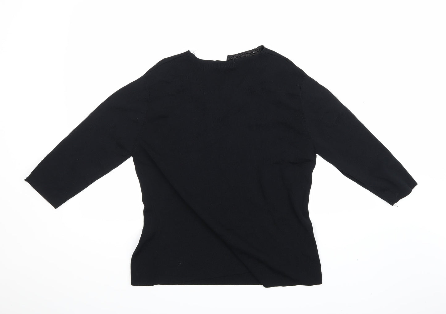 Womens UK Size 4 Sky Black Jersey Blouse