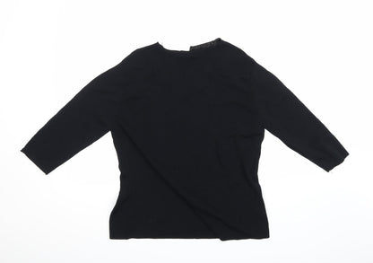 Womens UK Size 4 Sky Black Jersey Blouse