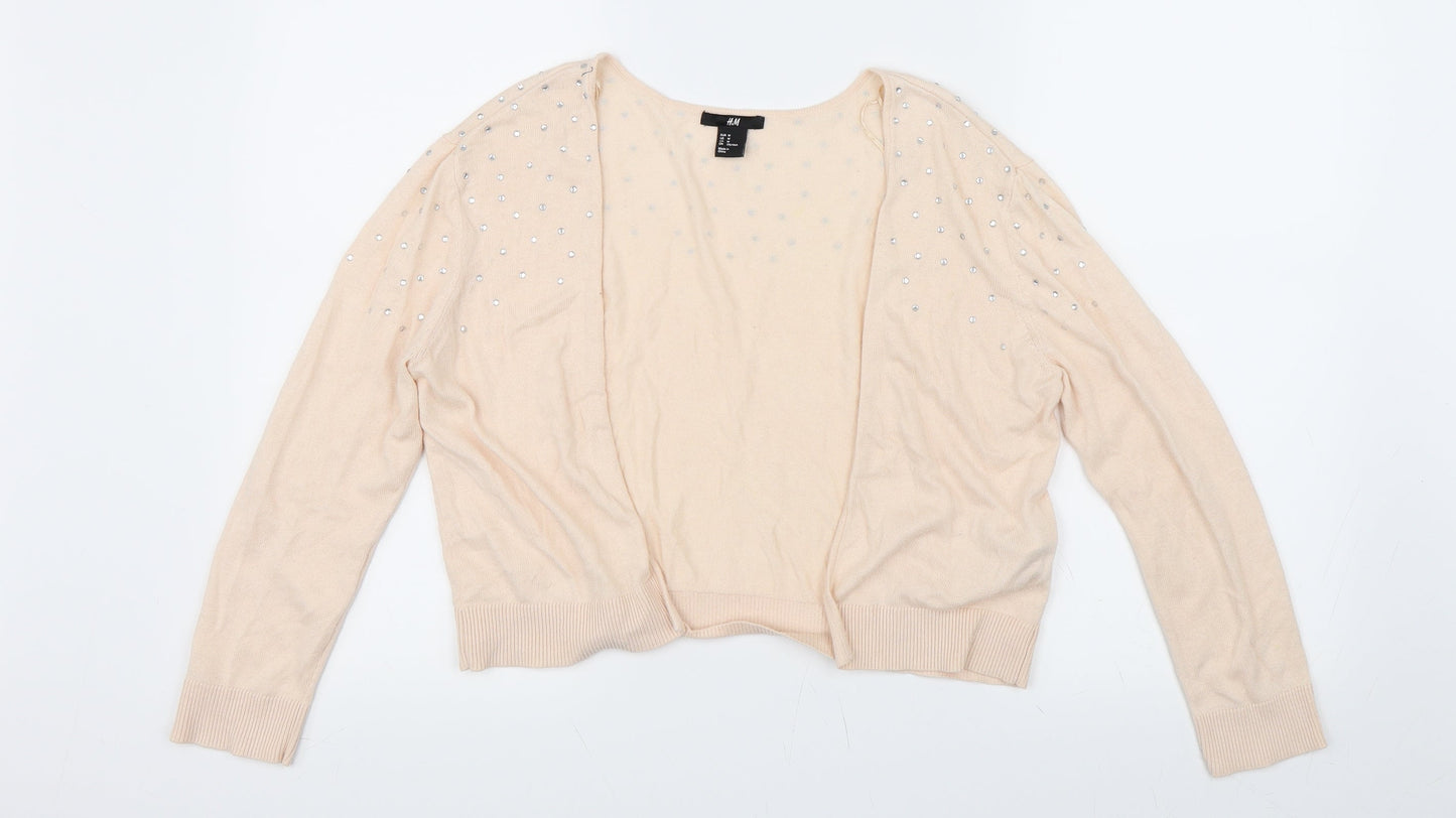 H&M Womens Pink   Cardigan Jumper Size M  - Rhinestone Detail