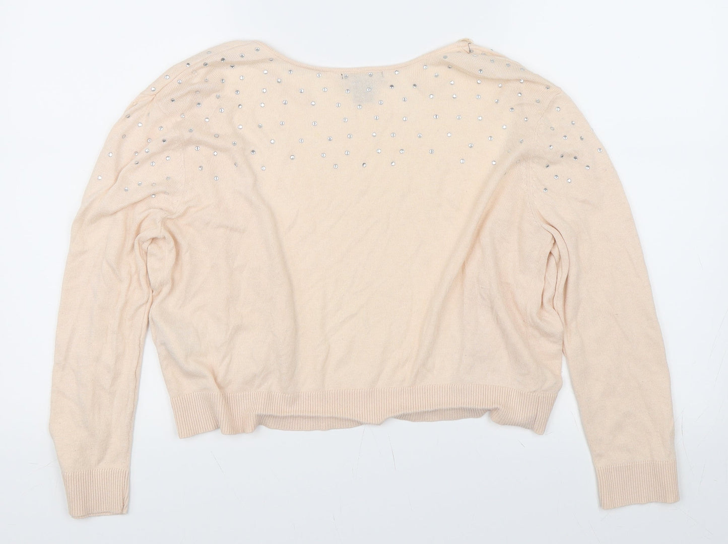 H&M Womens Pink   Cardigan Jumper Size M  - Rhinestone Detail