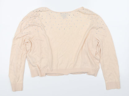 H&M Womens Pink   Cardigan Jumper Size M  - Rhinestone Detail