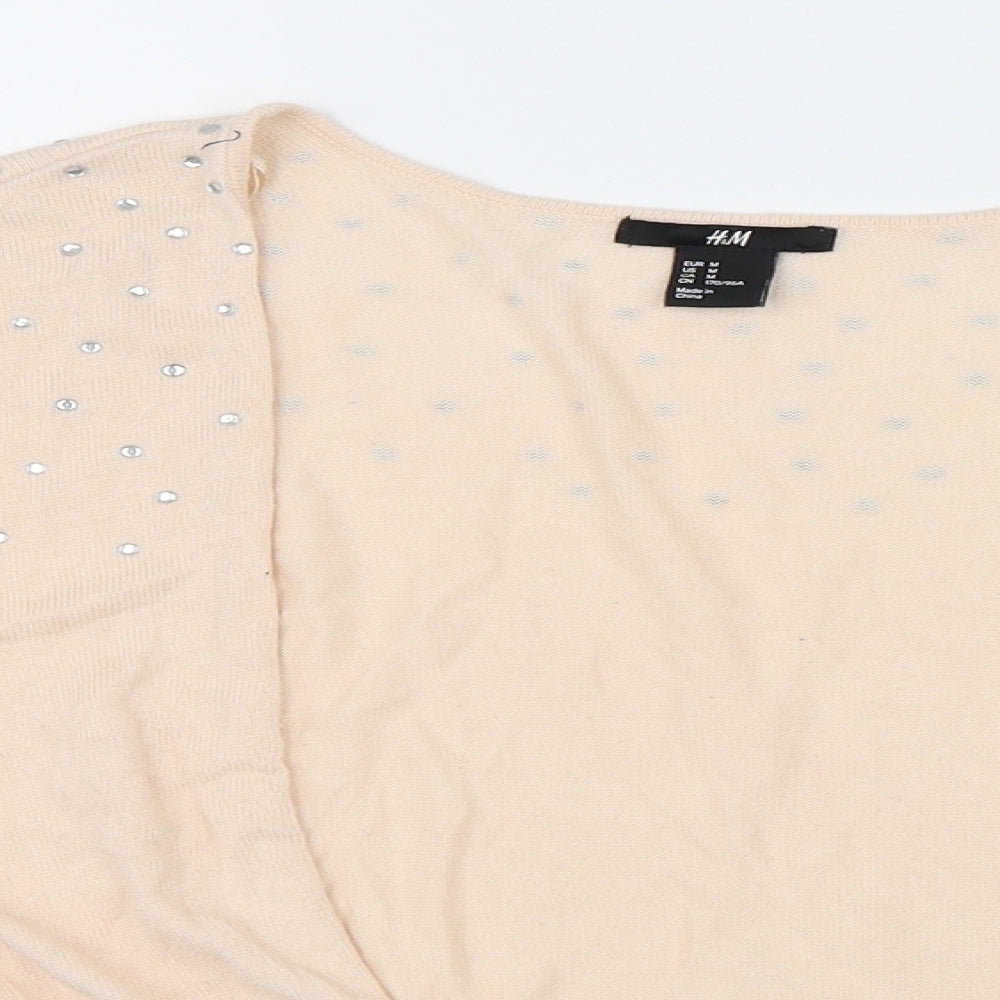 H&M Womens Pink   Cardigan Jumper Size M  - Rhinestone Detail