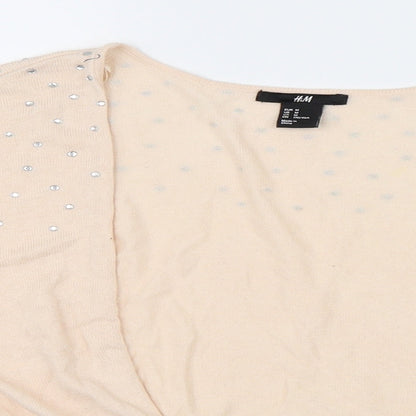 H&M Womens Pink   Cardigan Jumper Size M  - Rhinestone Detail