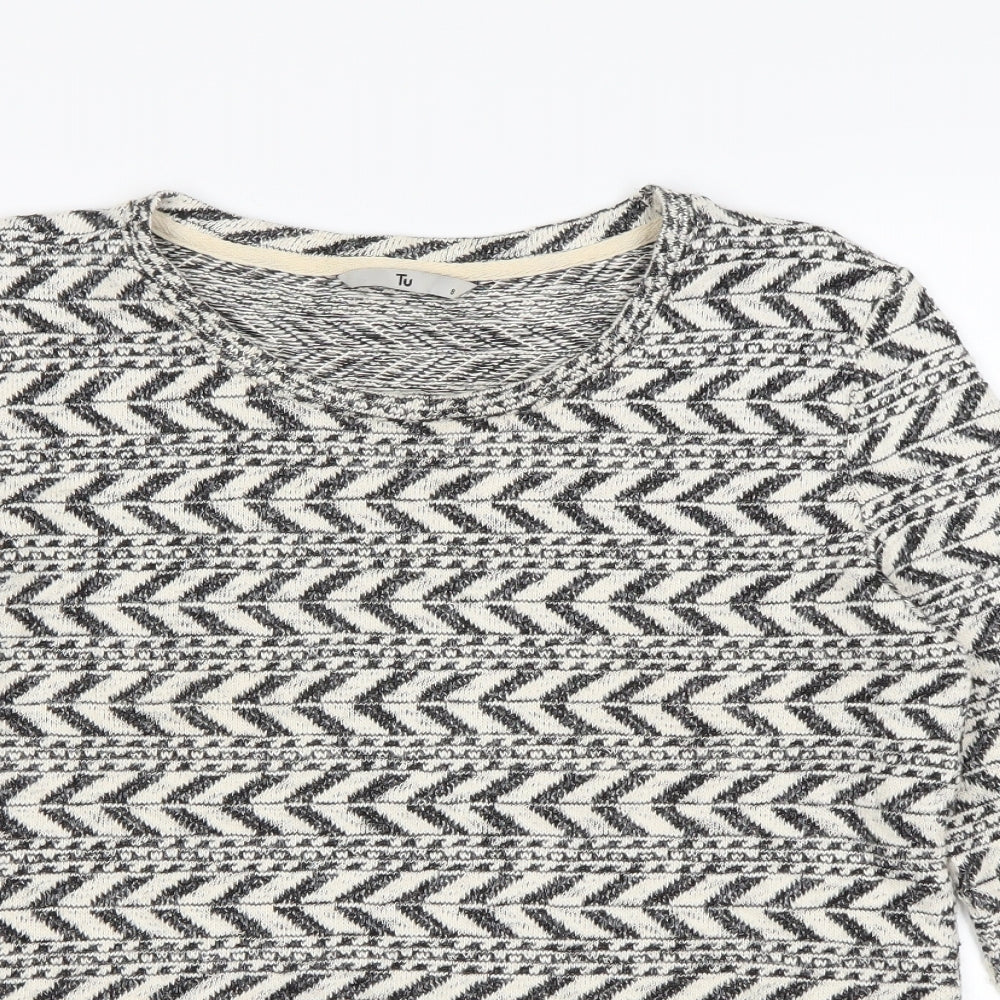 TU Womens Beige Geometric  Pullover Jumper Size 8