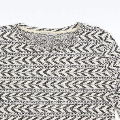 TU Womens Beige Geometric  Pullover Jumper Size 8