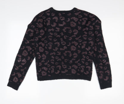Primark Girls Black Animal Print  Pullover Jumper Size 12-13 Years