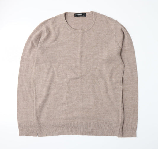 Topman Mens Beige  Knit Pullover Jumper Size L