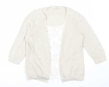 Marks and Spencer Womens Beige  Lace Cardigan Jumper Size 14  - Cardigan and Top All in One