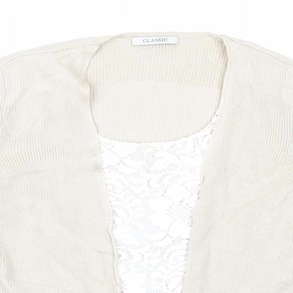 Marks and Spencer Womens Beige  Lace Cardigan Jumper Size 14  - Cardigan and Top All in One
