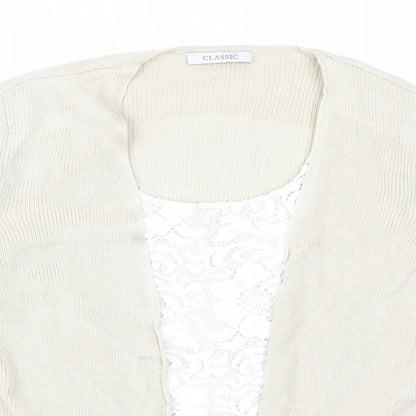 Marks and Spencer Womens Beige  Lace Cardigan Jumper Size 14  - Cardigan and Top All in One