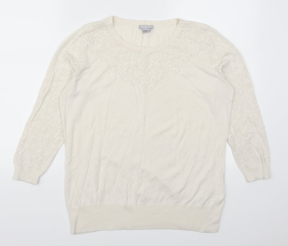 H&M Womens White   Pullover Jumper Size M