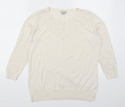 H&M Womens White   Pullover Jumper Size M