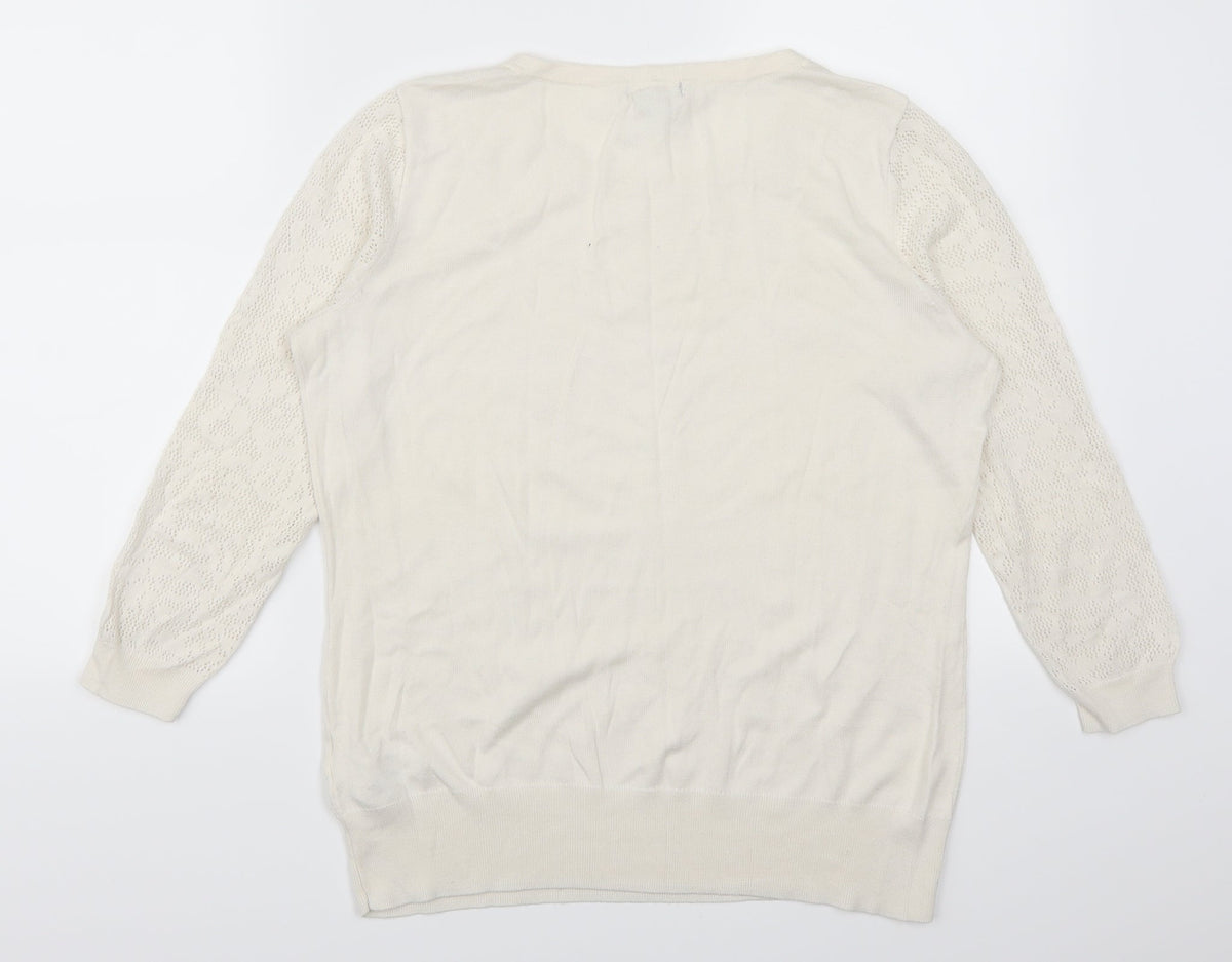 H&M Womens White   Pullover Jumper Size M
