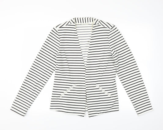 George Womens White Striped  Cardigan Jumper Size 12