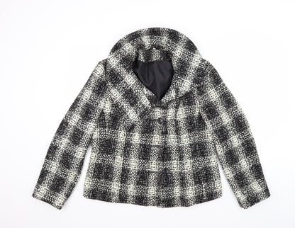 EWM Womens Black Check  Pea Coat Coat Size 16