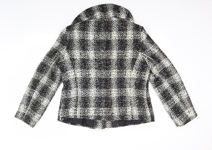 EWM Womens Black Check  Pea Coat Coat Size 16