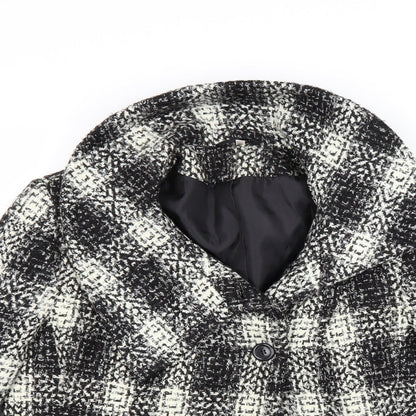EWM Womens Black Check  Pea Coat Coat Size 16
