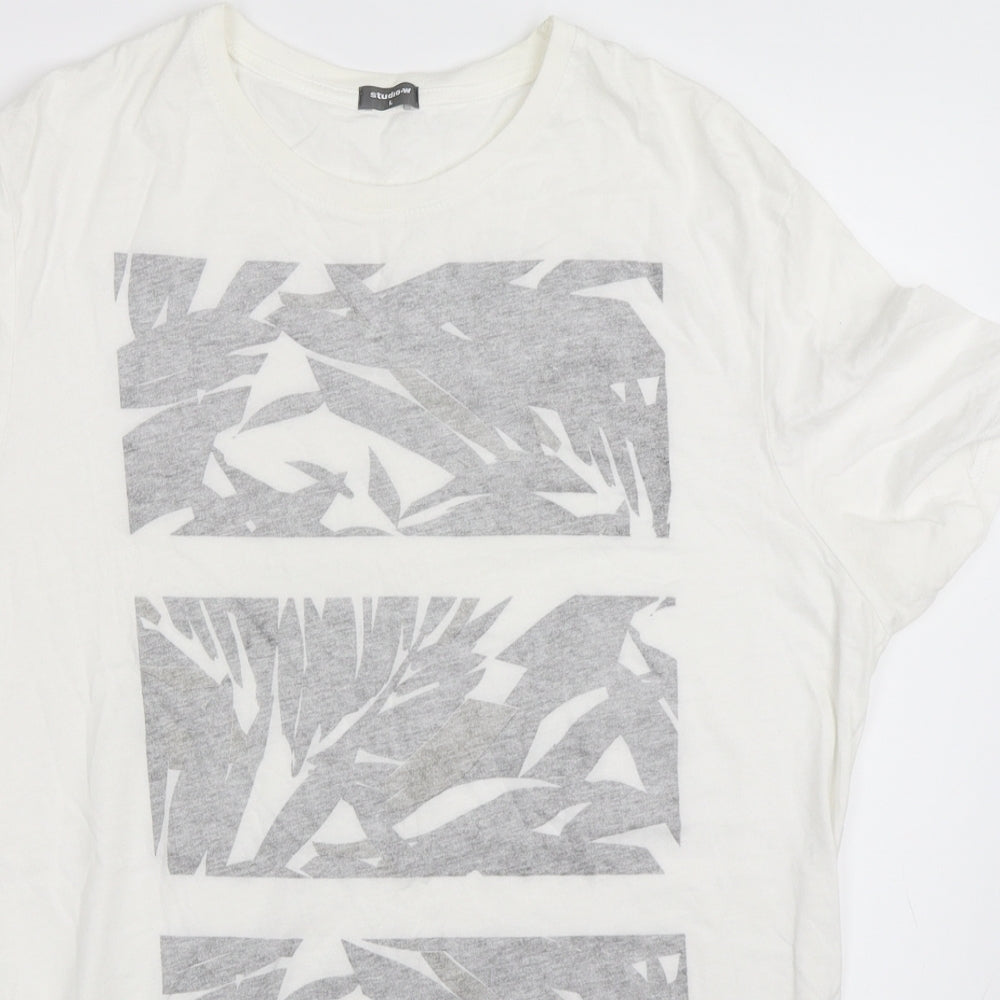 Studio W Womens Ivory   Basic T-Shirt Size L