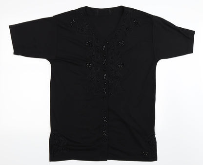Womens UK Size XL Preworn Black Basic Button-Up