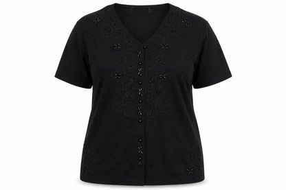 Womens UK Size XL Preworn Black Basic Button-Up