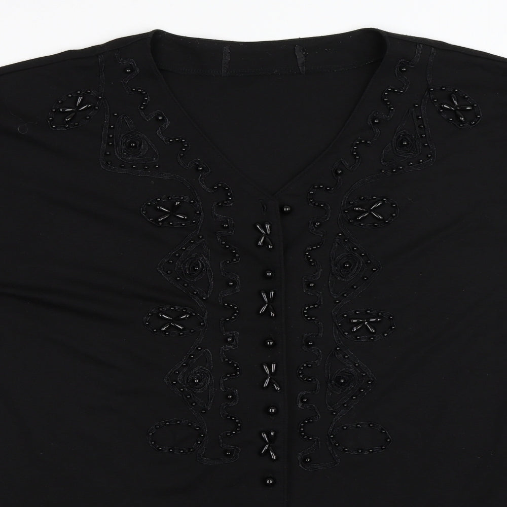 Womens UK Size XL Preworn Black Basic Button-Up