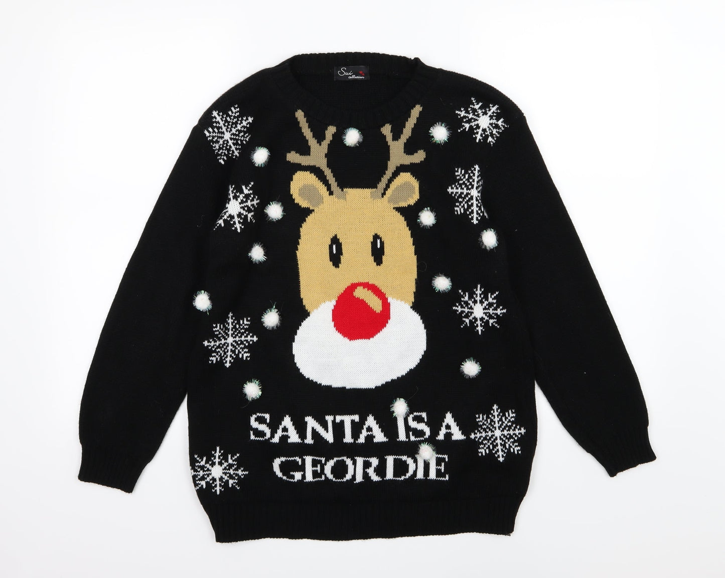 Sui collection Womens Black  Knit Pullover Jumper Size S  - Christmas
