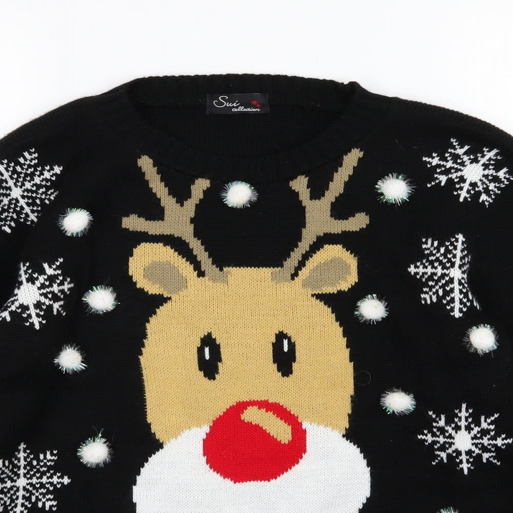Sui collection Womens Black  Knit Pullover Jumper Size S  - Christmas
