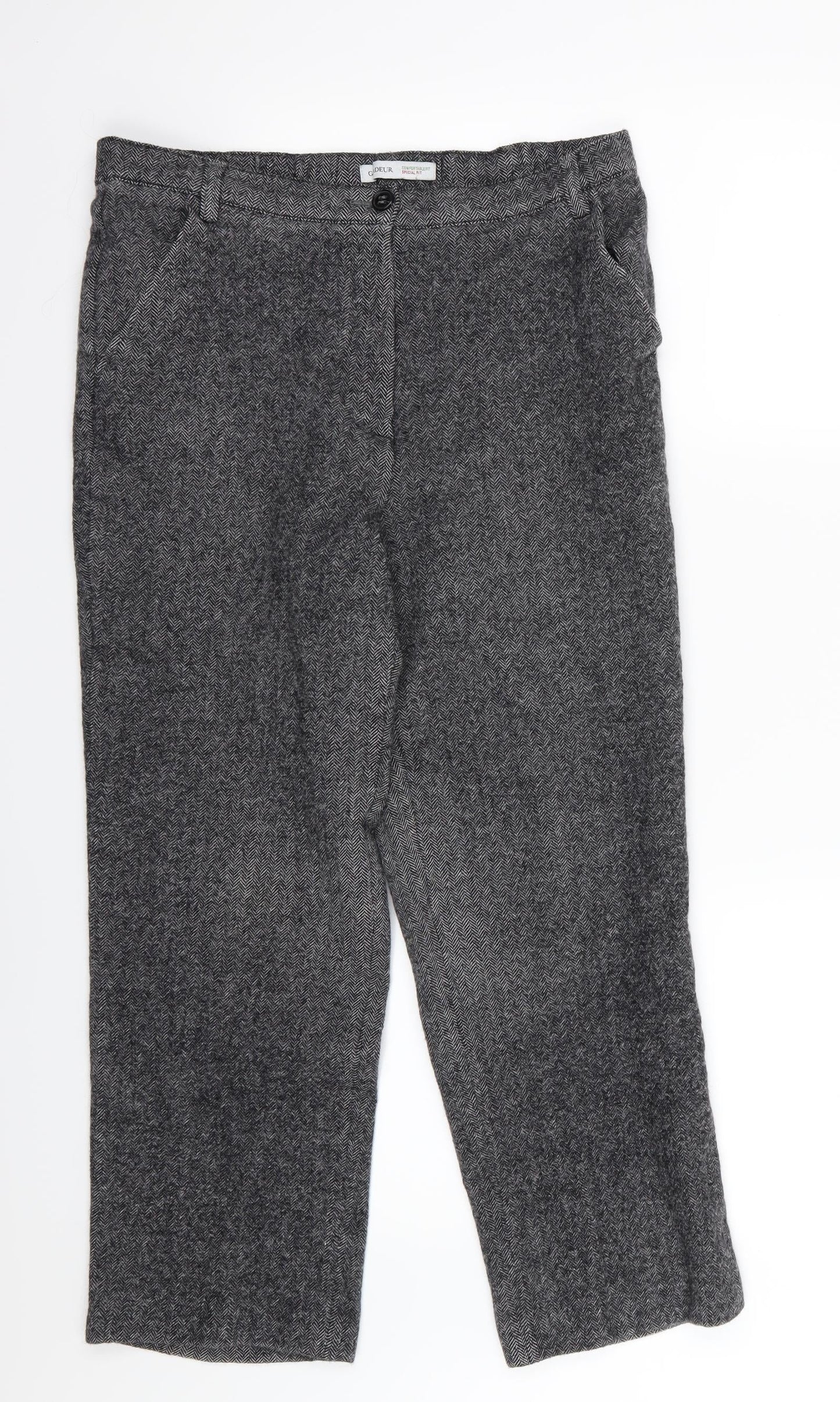 GARDEUR Womens Grey Herringbone  Trousers  Size 32 in L25 in